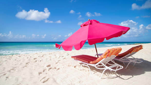 O2 Beach Club & Spa Umbrella on a Beach